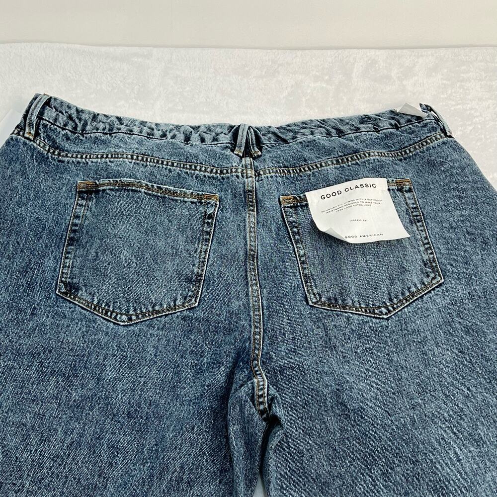 Good American Plus 20 Classic Slim Straight Distressed Denim Blue High Rise NWT - Picture 12 of 13
